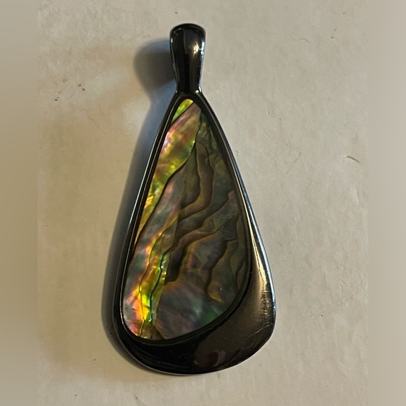 OYSTER BAR Retired LIA SOPHIA Slide Pendant for a necklace Hematite & Abalone 🥰 - Picture 5 of 13